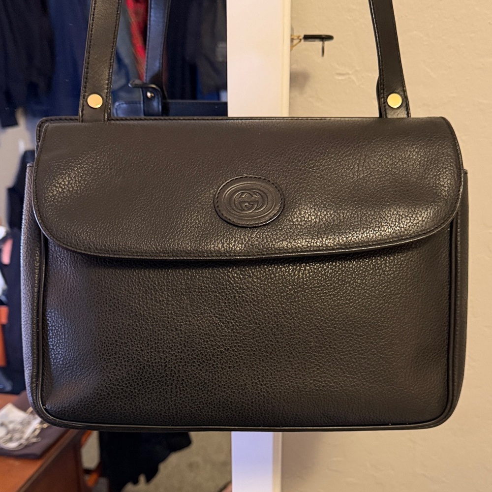 Gucci Black Pebbled Leather Crossbody Bag